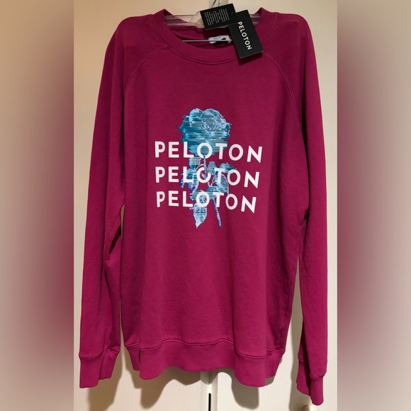 NWT Peloton Everyday Oversized Crewneck Sweatshirt Red/Pink 100% Cotton - Picture 2 of 6